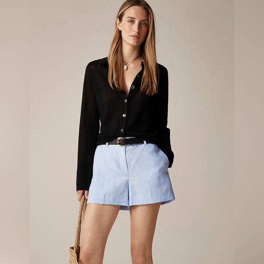 NWT JCrew Women's Linen Harbor Shorts Color: Black Size XL